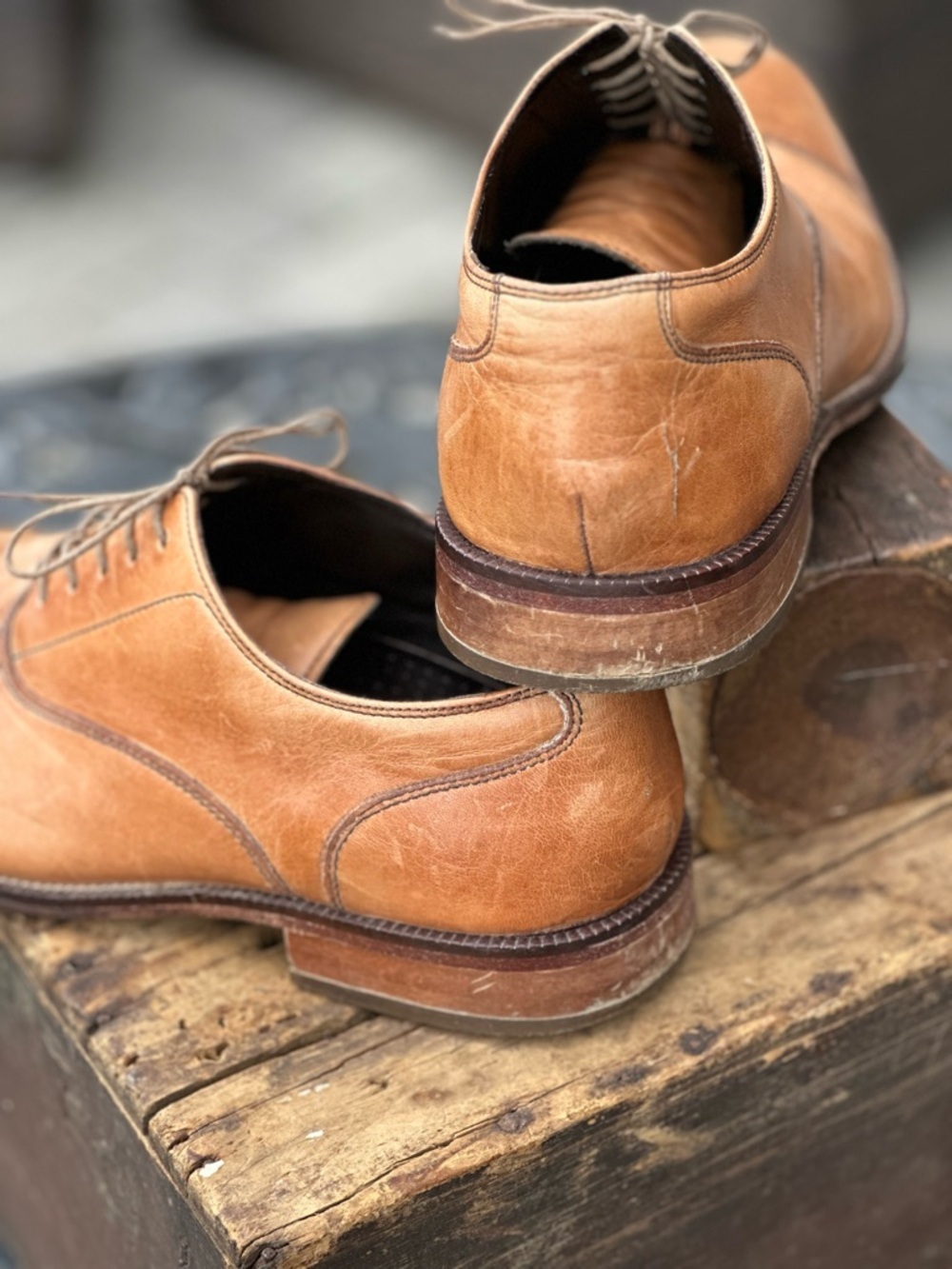 Cole Haan Cognac Leather Cap Toe Oxford Dress Shoes Men’s Lace Up - Picture 6 of 15